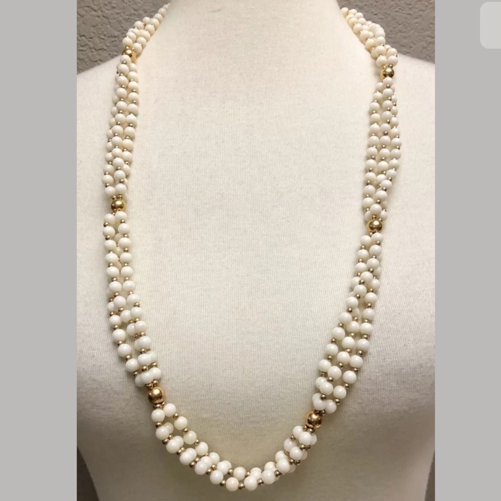 Long Multi Strand Beaded Statement Necklace